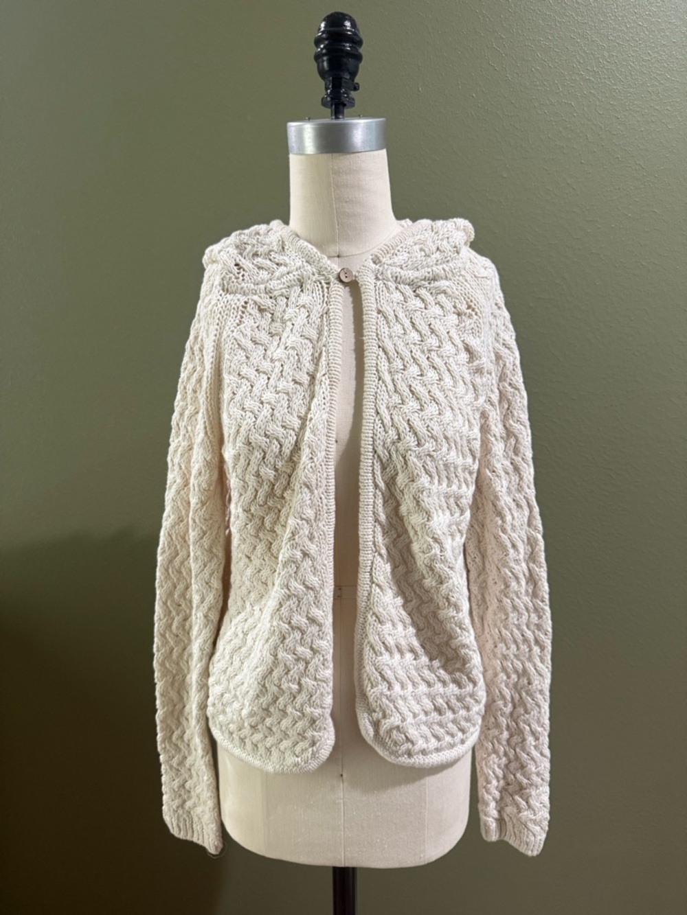 Free people Cream Cable Knit Hooded Women's Sweater and Shorts Set